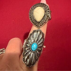 Vintage Silver and Turquoise Ring Set